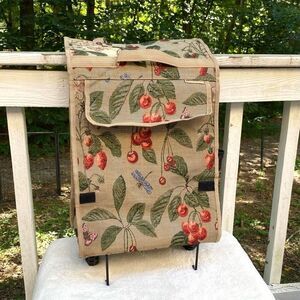 Bovano Cherry Dragonfly Botanical Rolling Cart Travel Bag